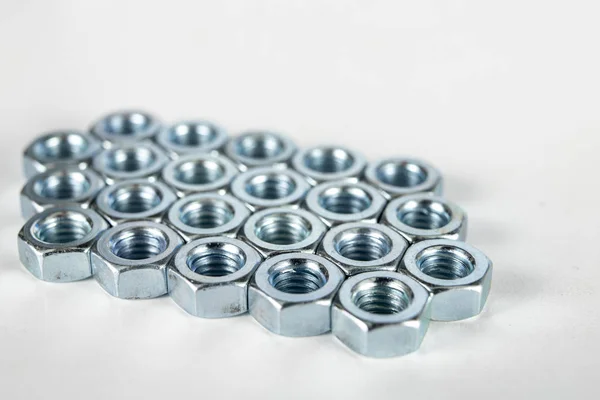 Chrome Caps White Table Accessories Mounting Steel Structures Workshop Table — Stock Photo, Image