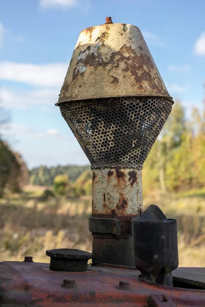 Eine Alte Planierraupe Den Boden Einzuebnen Ausrüstung Für Erdarbeiten Auf — Stockfoto