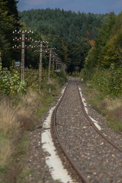 Παλιά Έλξη Στο Σιδηρόδρομο Στην Κεντρική Ευρώπη Σιδηροδρομική Γραμμή Είναι — Φωτογραφία Αρχείου