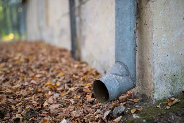 Goot Zuig Regenwater Het Gebouw Uitgerust Met Afvoer Van Regenwater — Stockfoto