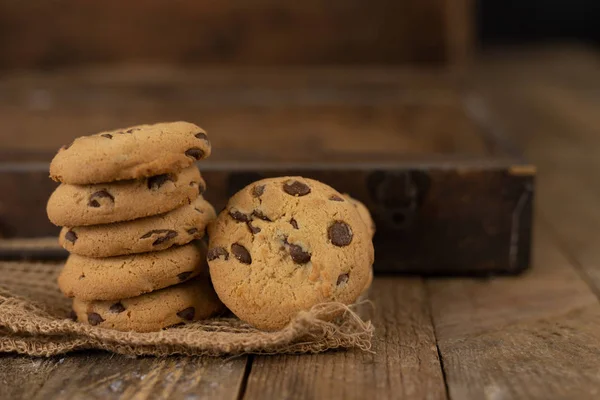 Pliki Cookie Związane Ciągiem Szary Juty Łuku Pliki Cookie Słodycze — Zdjęcie stockowe