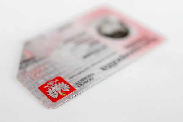 Cartão Identidade Polonês Uma Mesa Branca Documento Identificação Com Polonês — Fotografia de Stock