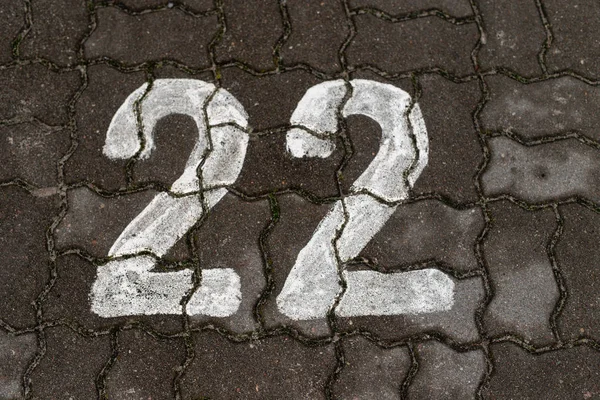 Parking Space Number Painted Paving Stone Parking Signs Passenger Cars — Stock Photo, Image