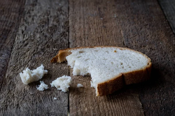 Sobras Comida Una Mesa Madera Fondo Oscuro —  Fotos de Stock