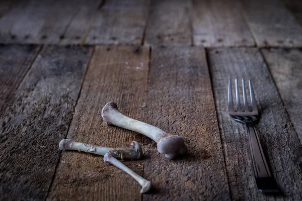 Leftovers Food Wooden Table Dark Background — Stock Photo, Image