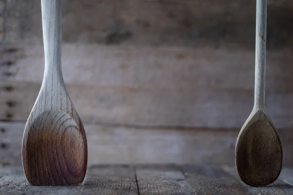 Wooden Kitchen Utensils Kitchen Table — Stock Photo, Image