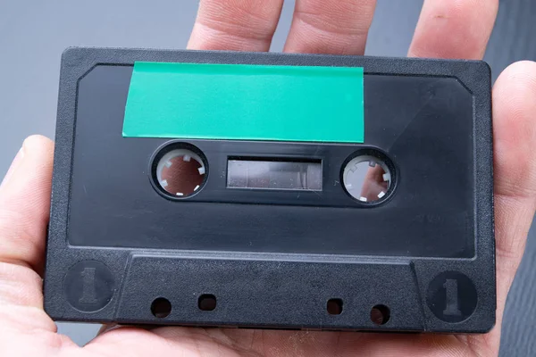 Cassette Audio Avec Espace Pour Saisie Texte Sur Paume Votre — Photo