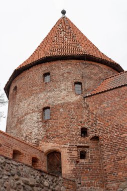 Bytow, pomorskie / Polonya - Şubat, 05, 2019: şehir Bytow, Germen Kalesi, Müzesi ve otel. Kış sezon.