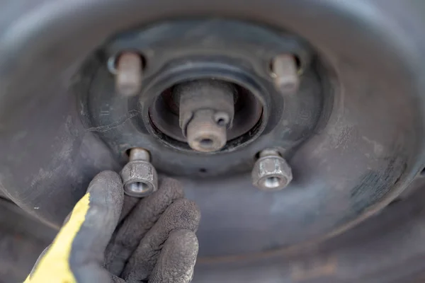 Replacing the brake pads in the car. Repair of the front suspens