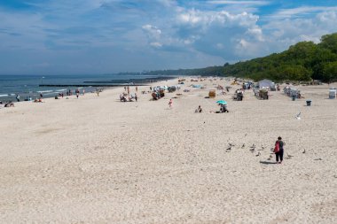 Kolobrzeg, zachodniopomorskie / Polonya - 21 Mayıs 2019: Pier in 
