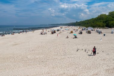 Kolobrzeg, zachodniopomorskie / Poland - May, 21, 2019: Pier in  clipart