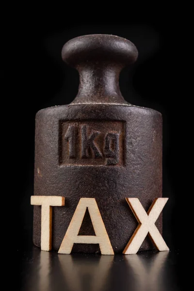 Inscription tax and old weight 1 kilogram. Office and shop acces — Stock Photo, Image