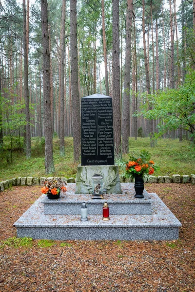 Malý pomník věnovaný těm, kteří byli zavražděni nacisty v Pomořansko v Polsku. — Stock fotografie