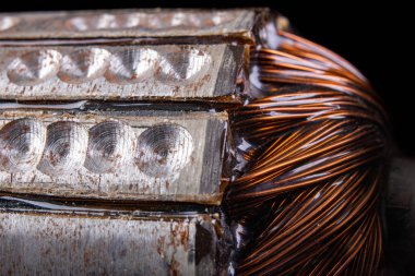 Bakır elektrikli motor sarma. Elektrik mekanizması rotoru. 