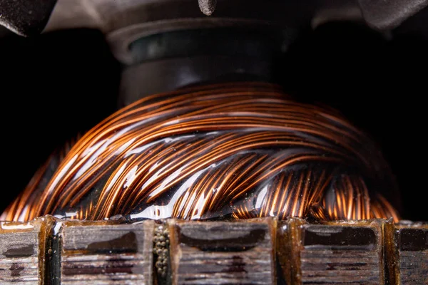 Copper electric motor winding. Electric mechanism rotor.