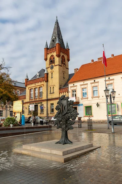 Starý trh v malém městě ve střední Evropě. — Stock fotografie