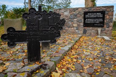  Orta Avrupa 'daki Pomerania' daki eski mezarlığın Lapidarium 'u.