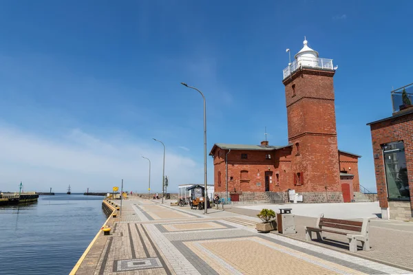 Darlowo Zachodni Pomorskie Polonia Junio 2020 Antiguo Faro Construido Muelle — Foto de Stock