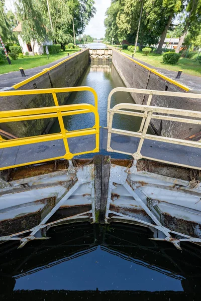 Bydgoszcz Kujawsko Pomorskie Poland July 2020 Lås Bydgoszcz Kanalen Vattenbyggnad — Stockfoto