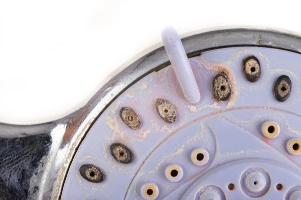 Old Dirty Shower Head Strong Dirt Home Bathroom Light Background — Stock Photo, Image