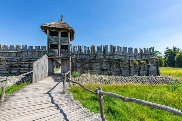 Biskupin Kujawsko Pomorskie Polonia Agosto 2020 Antico Insediamento Preslavo Legno — Foto Stock