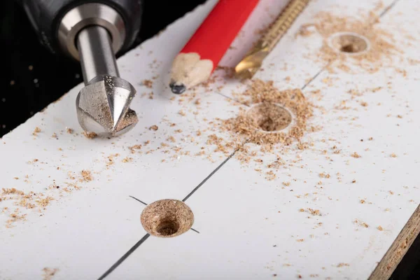 Fregadero Metal Para Hacer Agujeros Para Tornillos Trabajos Menores Taller — Foto de Stock