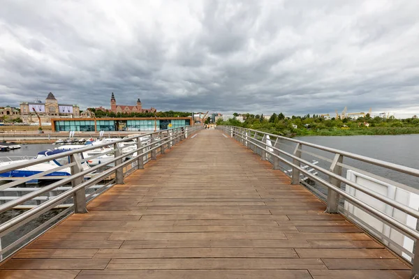 Szczecin Zachodniopomorskie Pologne Août 2020 Passerelle Bois Pour Trafic Passagers — Photo