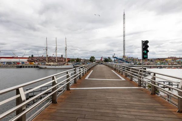 Szczecin Zachodniopomorskie Pologne Août 2020 Passerelle Bois Pour Trafic Passagers — Photo