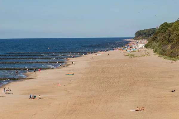 Trzesacz Zachodniopomorskie Poland August 2020 Beach Summer Resort 在中欧 人们在海边放松 — 图库照片