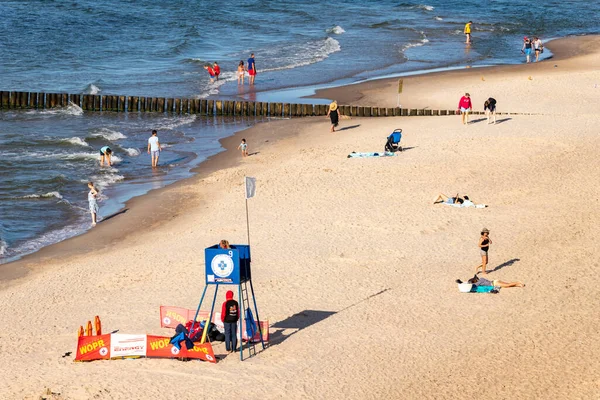 Trzesacz Zachodniopomorskie Poland August 2020 Lifeguard Sea Beach Central Europe — 图库照片