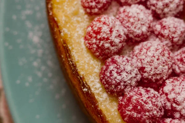 Homemade Cheesecake Fresh Raspberries Currants Healthy Organic Summer Dessert Cheesecake — Stock Photo, Image