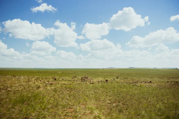 Steppe Zomer Een Prachtig Bodemzicht Zanderige Steppe Heuvels Bedekt Met — Stockfoto