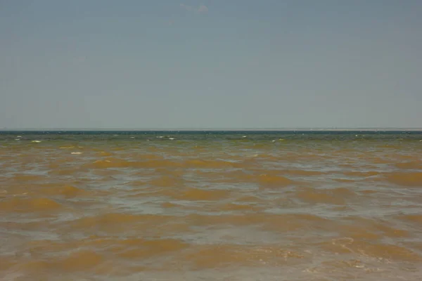Nahaufnahme Von Sand Strand Und Wasser Des Salzsees Bolschoje Jarowoje — Stockfoto