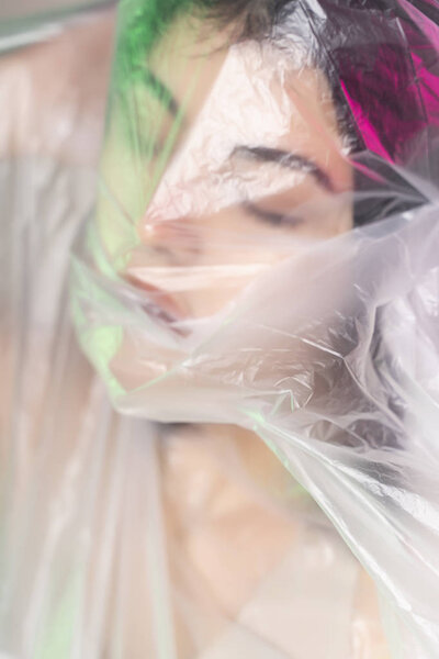 Beautiful plus size body positive brunette girl model wearing co