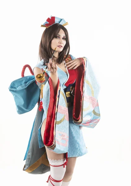 Piękne nogi busty cosplayer dziewczyna noszenie a stylizowane japoński — Zdjęcie stockowe