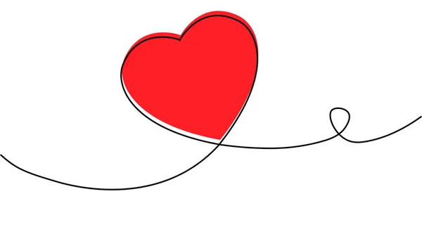 Непрерывный Рисунок Красного Сердца Белом Фоне Eps10 Векторная Иллюстрация Баннера — стоковый вектор