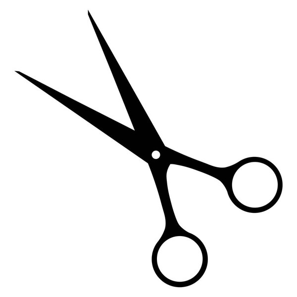 Scissors icon vector illustration. Cut concept with open scissors. Utensil or hairdresser logo symbol