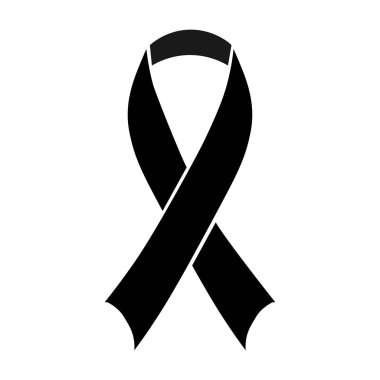 Stock vector illustration black awareness ribbon on white background. Mourning and melanoma symbol. Terrorism. Mourning ribbon, death. EPS 10 clipart