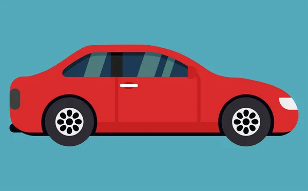 Imagem Vetorial Carro Vermelho Sedan Compacto Com Rodas Pretas — Vetor de Stock