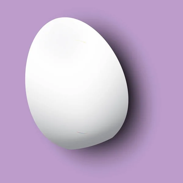 Uovo Bianco Realistico Uovo Sfondo Viola Con Riflesso Modello Design — Vettoriale Stock