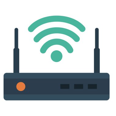 Yönlendirici düz simgesi. Yönlendirici simgesi. Wi-Fi router. Web sitesi sayfası ve mobil uygulaması tasarım vektör öğesi.