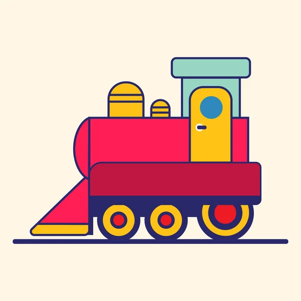 Kreskówki Stylu Toy Train Railroad Ilustracja Wektorowa — Wektor stockowy