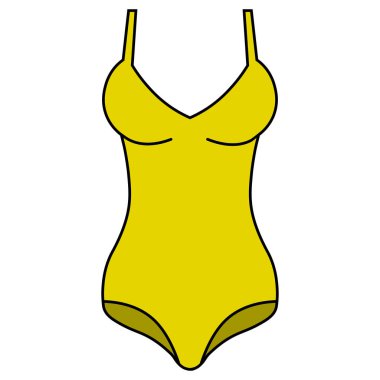 Sarı kadın mayo beyaz vektör görüntü. Benzeri birçok amaç için kullanılan el feneri simgesi olabilir: Web siteleri, kullanıcı arabirimi, Ux, baskı şablonları, promosyon malzemeleri, bilgi-grafik, web ve mobil telefon uygulamaları.