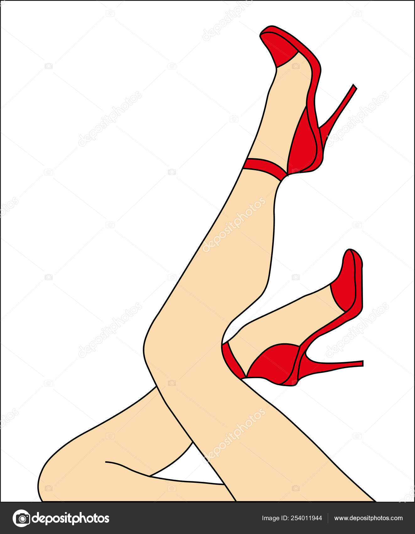 Female legs in red shoes Royalty Free Vector Image