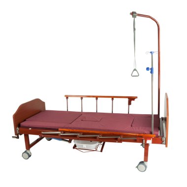 Tıbbi brown yatak trafo gezici aksesuarları ile metal ve üzerinde beyaz izole