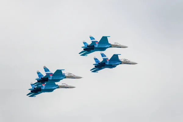 Росія Жуковський Серпня 2009 Повітряного Шоу Військових Літаків Показані Групи — стокове фото