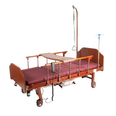 Seyyar Bordo yatak ile tıbbi kahverengi metal yatak