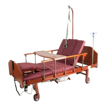 Seyyar Bordo yatak ile tıbbi kahverengi metal yatak