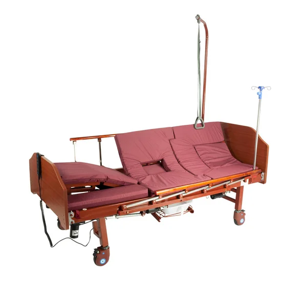 ブルゴーニュのマットレスと車輪の上医療の黒い金属のベッド — ストック写真