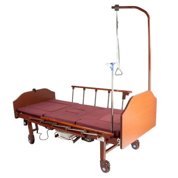 ブルゴーニュのマットレスと車輪の上医療の黒い金属のベッド — ストック写真